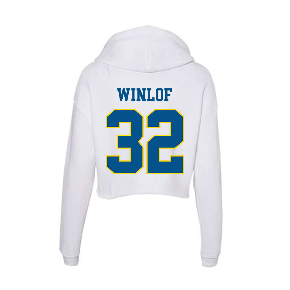 Delaware - Men's D2 Ice Hockey : Evan Winlof - Women's Crop Fleece Hoodie-1