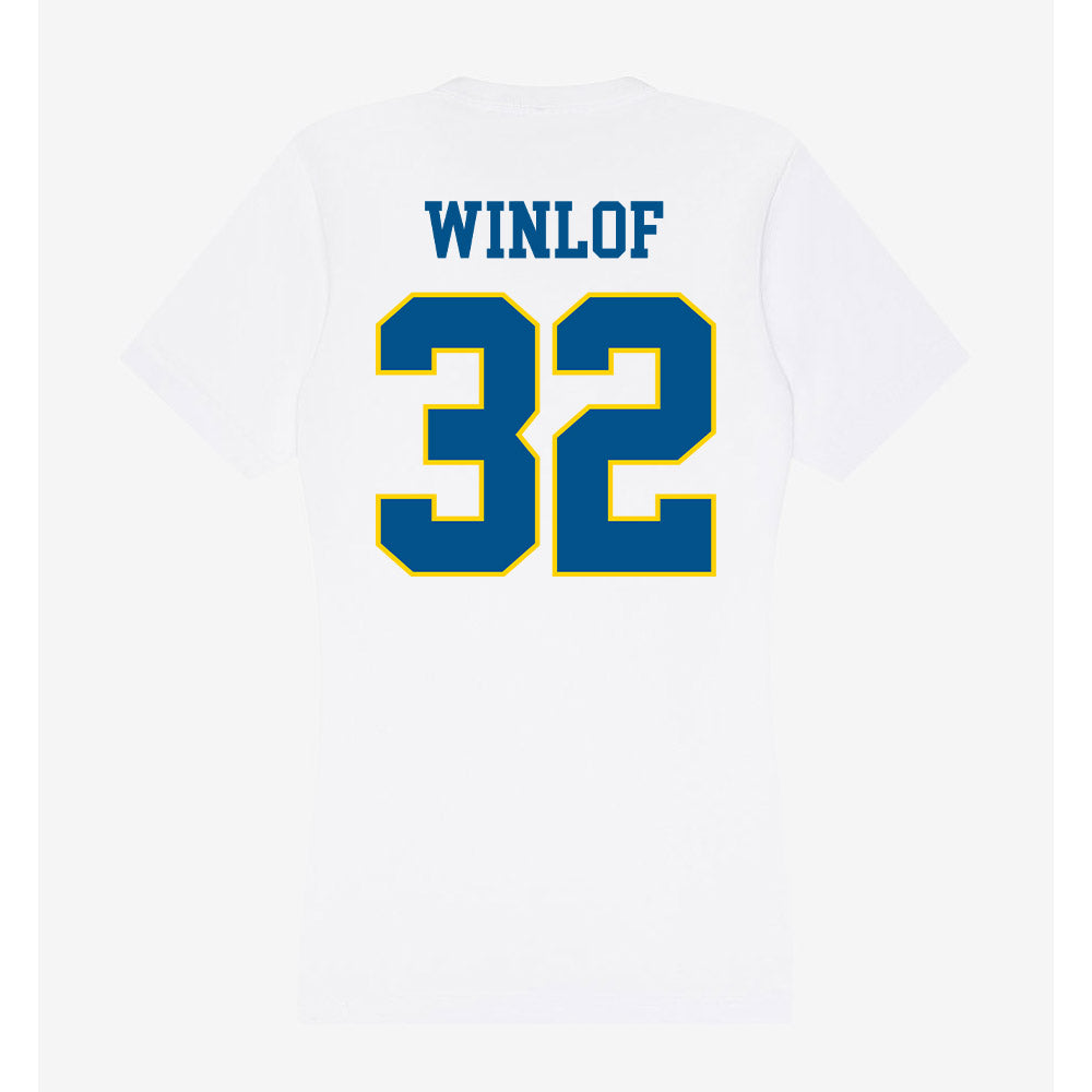 Delaware - Men's D2 Ice Hockey : Evan Winlof - Women's V-Neck T-Shirt-1