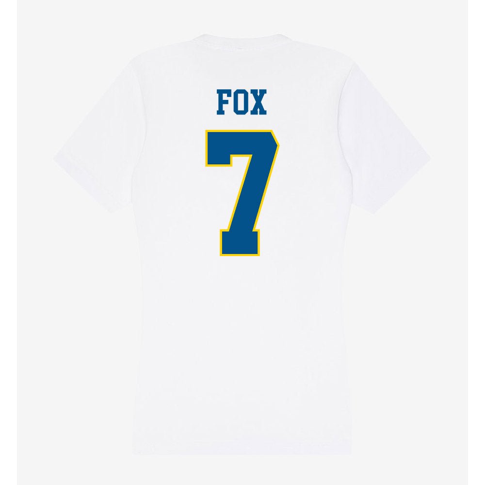Delaware - Men's D2 Ice Hockey : Justin Fox - Women's V-Neck T-Shirt-1