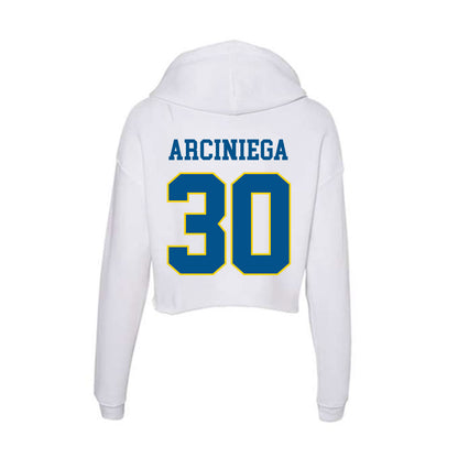 Delaware - Flag Football : Adison Arciniega - Women's Crop Fleece Hoodie-1