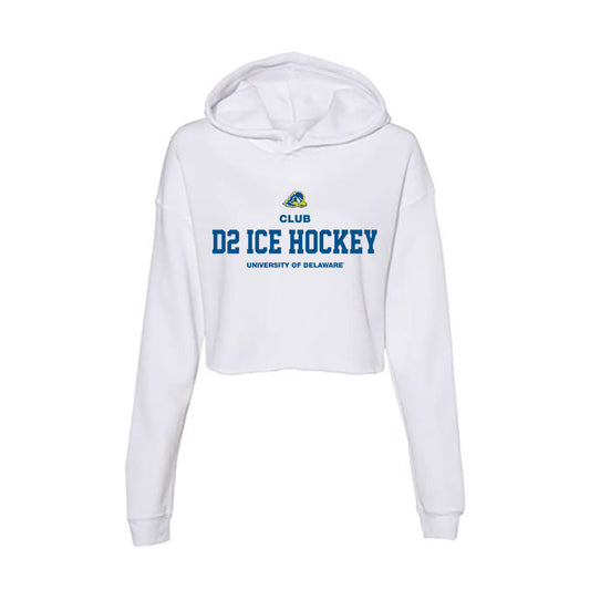 Delaware - Men's D2 Ice Hockey : Matthew Bellopede - Women's Crop Fleece Hooded Sweatshirt-0